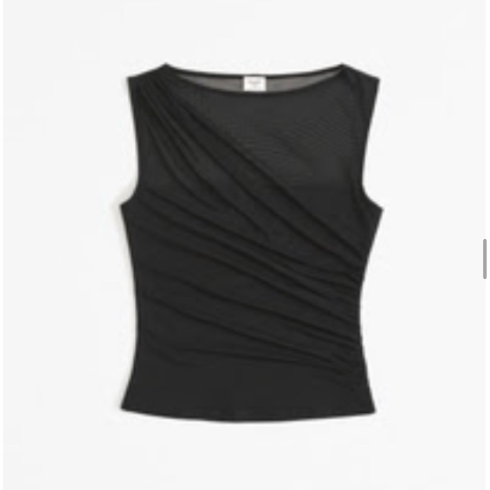 Abercrombie & Fitch Black Sleeveless Ruched Tank